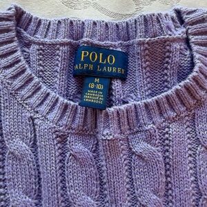 Polo by Ralph Lauren Purple Cable Knit Crewneck Sweater